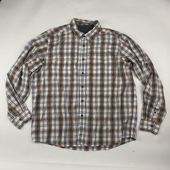 Wrangler Outdoors Multicolor Plaid Button Up Shirt L/S Size XL Polyester Nylon - Picture 2 of 11